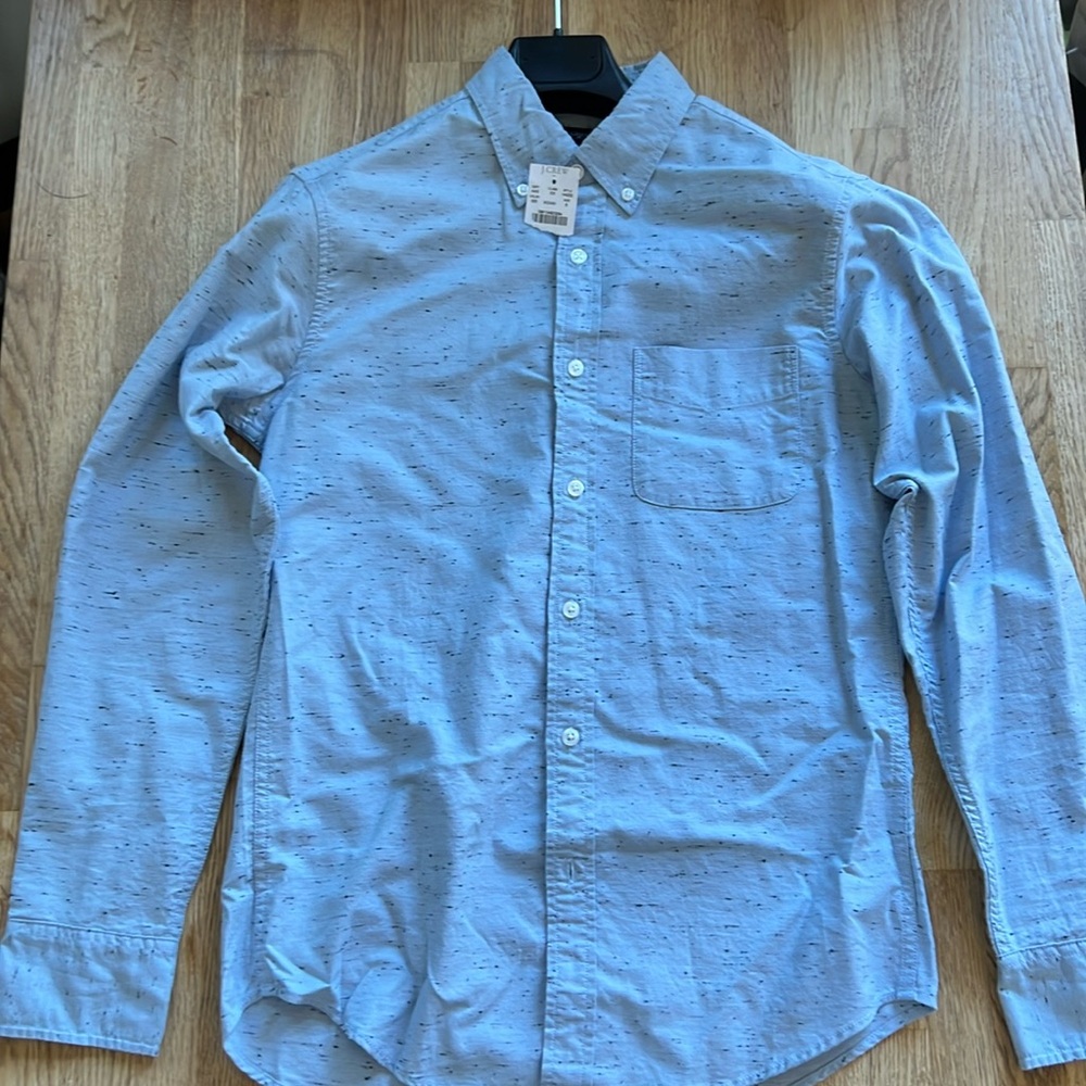 New with tags, J. Crew factory Marled Cotton Shirt sz Small in Ice blue